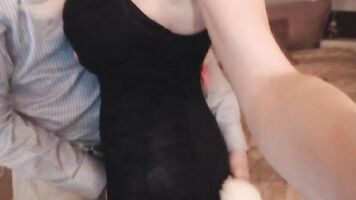 Pretty Babe Sucks Deep On That Big Cock