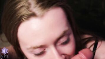 submissive hot girl gives blowjob until facial