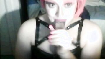 HUGE dildo deepthroat on webcam, LIKE A CHAMP
