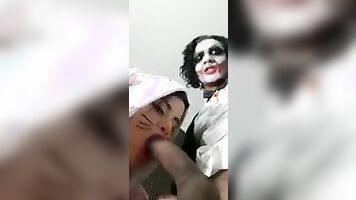 Threesome candacesxhot suck dick of the joker in halloween