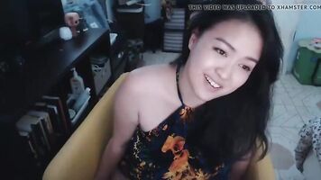 Cute Asian with huge boobs on webcam